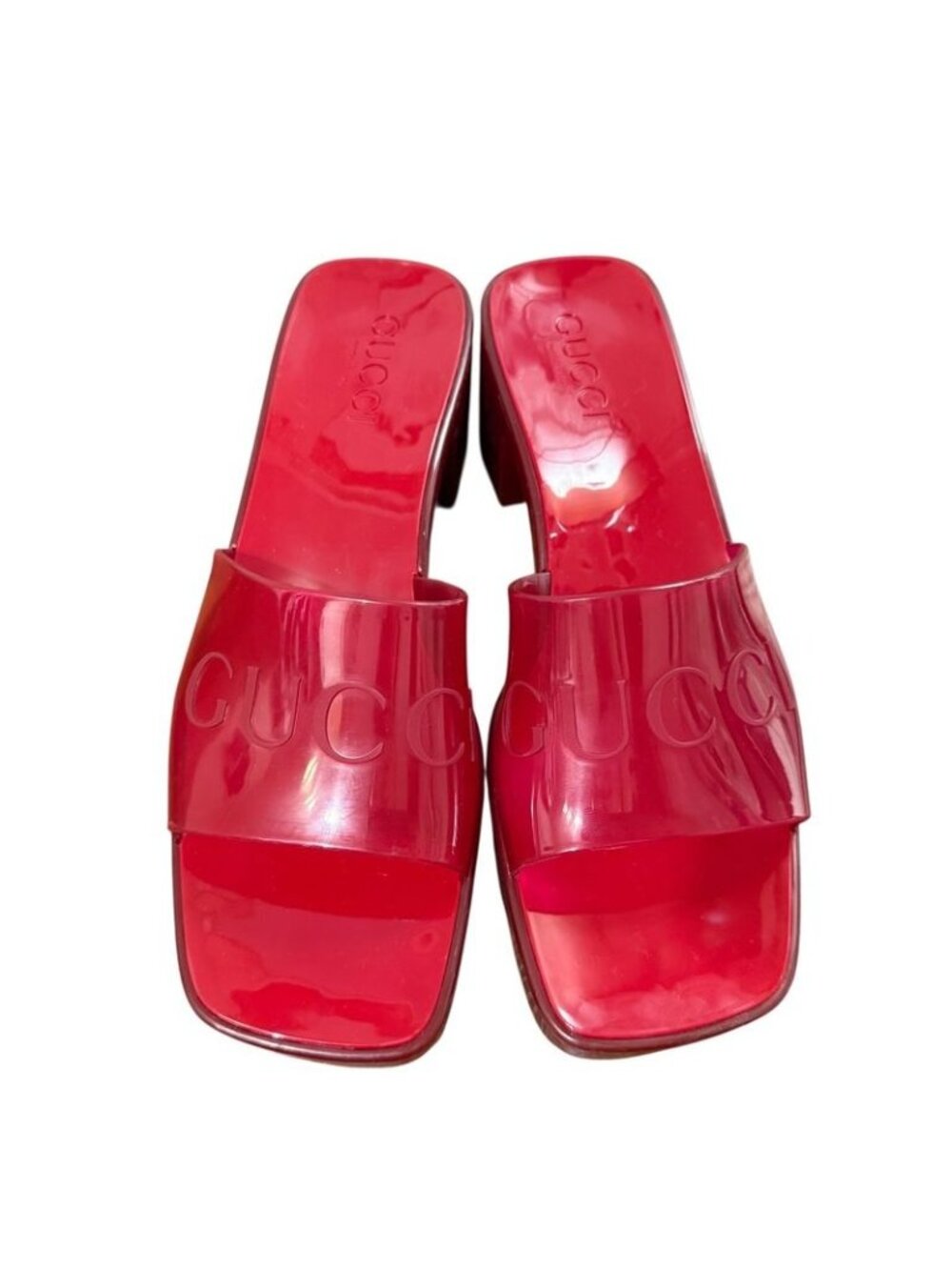 Gucci Rubber Logo Sandals Red - Picture 3 of 9